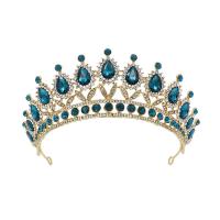 Tiaraer, Zinc Alloy, Crown, forgyldt, mode smykker & bryllupsgave & for kvinde & med rhinestone, flere farver til valg, 150x65mm, Hole:Ca. 1.7mm, Solgt af PC