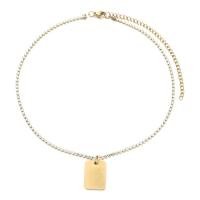 Collana in acciaio inossidabile, 304 acciaio inox, with 3.94inch extender chain, gioielli di moda & unisex & con strass, nessuno, 2mm,20*15mm, Lunghezza Appross. 13.78 pollice, Venduto da PC