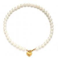 Kunststof parel ketting, Plastic Pearl, met 304 roestvrij staal, Hart, mode sieraden & verschillende stijlen voor de keuze & voor vrouw, meer kleuren voor de keuze, 10mm,16mm, Lengte Ca 15.75 inch, Verkocht door PC