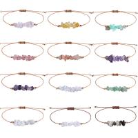 Pulseiras de pedras preciosas, Fio de cera, with misto de pedras semi-preciosas & liga de zinco, Rose, cromado de cor dourada, materiais diferentes para a escolha & para mulher, Mais cores pare escolha, comprimento 11.81 inchaltura, vendido por PC