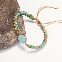 Bracciali Amazonite naturale, Amazzonite, with corda di terilene & diaspro impressione, Cerchio, Regolabile & unisex, colori misti, Lunghezza 14-28 cm, Venduto da PC