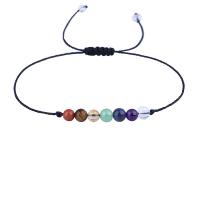 Pulseiras de pedras preciosas, misto de pedras semi-preciosas, with Encerado fio de nylon, Roda, Ajustável & joias de moda & para mulher, cores misturadas, comprimento 11.81 inchaltura, vendido por PC