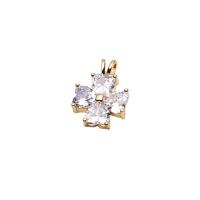 Cubic Zirconia (CZ) mosaz Přívěsky, s Cubic Zirconia, Květina, barva pozlacený, DIY & různé styly pro výběr, více barev na výběr, 20PC/Lot, Prodáno By Lot