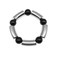 Schwarze Achat Armbänder, Zinklegierung, mit Schwarzer Achat, silberfarben plattiert, Modeschmuck & unisex, schwarz, frei von Nickel, Blei & Kadmium, 32x14mm, 16mm, verkauft per ca. 20 cm Strang