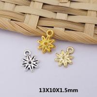 Sinc Alloy Flower Pendants, plátáilte, airgid, 13x10x1.50mm, 100ríomhairí pearsanta/Mála, Díolta De réir Mála