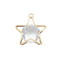 Cubic Zirconia Micro Pave Brass Pendant Star micro pave cubic zirconia golden 40mm Sold By PC