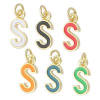 Messing hangers, Letter S, gold plated, mode sieraden & DIY & glazuur, meer kleuren voor de keuze, 6x12x2mm, Gat:Ca 2mm, 10pC's/Lot, Verkocht door Lot