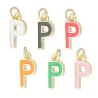 Messing hangers, Letter P, gold plated, mode sieraden & DIY & glazuur, meer kleuren voor de keuze, 6x12x1.50mm, Gat:Ca 2mm, 10pC's/Lot, Verkocht door Lot