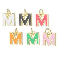 Messing hangers, Letter M, gold plated, mode sieraden & DIY & glazuur, meer kleuren voor de keuze, 9x9x1.50mm, Gat:Ca 2mm, 10pC's/Lot, Verkocht door Lot