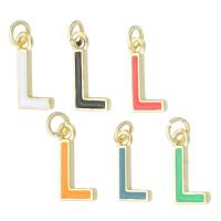 Messing hangers, Letter L, gold plated, mode sieraden & DIY & glazuur, meer kleuren voor de keuze, 6x12x1.50mm, Gat:Ca 2mm, 10pC's/Lot, Verkocht door Lot