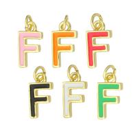 Messing Hanger, Letter F, gold plated, mode sieraden & DIY & glazuur, meer kleuren voor de keuze, 6.50x12x1.50mm, Gat:Ca 2mm, 10pC's/Lot, Verkocht door Lot