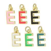 laiton Pendentif, Lettre E, Placage de couleur d'or, bijoux de mode & DIY & émail, plus de couleurs à choisir, 6.50x12x1.50mm, Trou:Environ 2mm, 10PC/lot, Vendu par lot