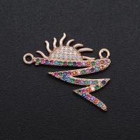 Befestiger Zirkonia Messing Schmuckverbinder, Micro pave Zirkonia, Roségold, 24.90x13.80mm, verkauft von PC