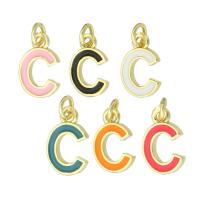 Messing hangers, Letter C, gold plated, mode sieraden & DIY & glazuur, meer kleuren voor de keuze, 7x11x1.50mm, Gat:Ca 2mm, Verkocht door Lot