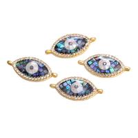 Kubinių Zirconia Mikro Pave Žalvaris Jungtis, Žalvarinis, su Ausis "Shell, Evil Eye, padengtą, Pasidaryk pats & mikro nutiesti kubinių Zirconia, daugiau spalvų pasirinkimas, nikelio, švino ir kadmio nemokamai, 23x11mm, Pardavė PC