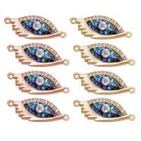 Terningformet Zirkon Micro Pave Messing Tilslutning, med Abalone Shell, Evil Eye, forgyldt, du kan DIY & Micro Pave cubic zirconia, flere farver til valg, nikkel, bly & cadmium fri, 21x10mm, Solgt af PC