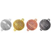 Brass Magnetic Clasp Round plated DIY & micro pave cubic zirconia nickel lead & cadmium free Sold By PC