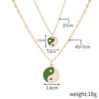 Zinklegering halskettingen, Zinc Alloy, plated, mode sieraden & Tai Ji & voor vrouw & glazuur, meer kleuren voor de keuze, 14x16mm,16mm, Lengte Ca 17.72 inch, Verkocht door PC