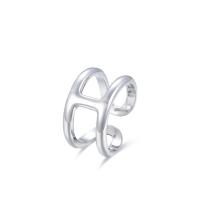 Argent sterling 925 Cuff Bague, Plaqué de platine, réglable & styles différents pour le choix & pour femme, 12x20mm, Taille:6, Vendu par PC