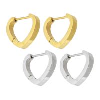 Stainless Steel Huggie Hoop Earring 304 Stainless Steel Heart Vacuum Plating for woman Sold By Pair