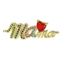 Brass Connector with Crystal Alphabet Letter gold color plated micro pave cubic zirconia & hollow Approx 2mm Sold By PC