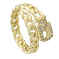 Messing Manchet Finger Ring, gold plated, Verstelbare & micro pave zirconia & hol, Maat:7, Verkocht door PC