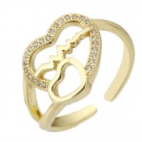 Messing Manchet Finger Ring, gold plated, Verstelbare & micro pave zirconia & hol, multi-gekleurde, Gat:Ca 2mm, Maat:7.5, Verkocht door PC