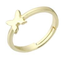 Messing ringen, Vlinder, gold plated, Verstelbare, 3mm, Gat:Ca 2mm, Maat:7, Verkocht door PC