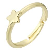 Mässing Finger Ring, Star, guldfärg pläterade, Justerbar, Hål:Ca 2mm, Storlek:6.5, Säljs av PC