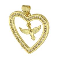 Cubic Zirconia Micro Pave Brass Pendant Heart gold color plated micro pave cubic zirconia & hollow Approx 2mm Sold By PC