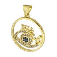 Cubic Zirconia Micro Pave Brass Pendant Flat Round gold color plated micro pave cubic zirconia & hollow Approx 2mm Sold By PC