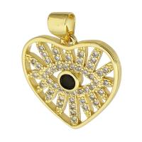 Cubic Zirconia Micro Pave Brass Pendant Heart gold color plated micro pave cubic zirconia & hollow Approx 3mm Sold By PC