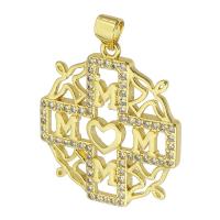 Brass Pendant gold color plated micro pave cubic zirconia & hollow Approx 3mm Sold By PC