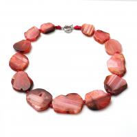 Agate muince, le Sinc Alloy, cóimhiotal since clasp fáinne earrach, unisex, dathanna níos mó le haghaidh rogha, 30-50mm, Fad 50 cm, Díolta De réir PC