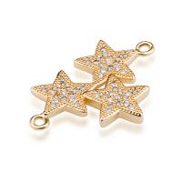 Cubic Zirconia Micro Pave Latão Connector, cobre, Estrela, banhado, micro pavimento em zircônia cúbica, dourado, 15x19mm, vendido por PC