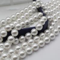 Shell Pearl Bead, plated, DIY, vit, Såld Per Ca 38 cm Strand