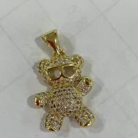 Cubic Zirconia Micro Pave bronze Pingente, cobre, Urso, cromado de cor dourada, joias de moda & DIY & micro pavimento em zircônia cúbica, dourado, 10PCs/Lot, vendido por Lot