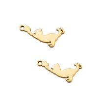 Acciaio inossidabile Animal Ciondoli, 304 acciaio inox, Gatto, Placcatura galvanica, unisex, nessuno, 18.80x11mm, Appross. 50PC/borsa, Venduto da borsa