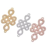 Kubik Zirkonium mikro bana Mässing Kontaktdon, Kinesiska Knot, plated, DIY & micro bana cubic zirconia, fler färger för val, nickel, bly och kadmium gratis, 30x16mm, Säljs av PC