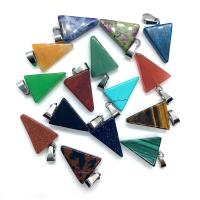 Gemstone Hängen Smycken, Ädelsten, med Mässing, Triangle, silver pläterad, olika material för val, fler färger för val, 15x24mm, Säljs av PC