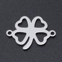 Ruostumaton teräs Liitin, 201 Stainless Steel, Neljä Leaf Clover, muoti korut & kiillotettu & tee-se-itse & Unisex & ontto, enemmän värejä valinta, 19.50x14mm, 5PC/laukku, Myymät laukku