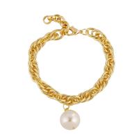 Pulsera de Aleación de Zinc, con Perlas plásticas, chapado en color dorado, Joyería & diferentes estilos para la opción & para mujer, más colores para la opción, libre de níquel, plomo & cadmio, Vendido por UD