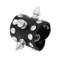 Cowhide Ring Finger, le Iarann & Sinc Alloy, Babhta, dath airgid plated, jewelry faisin & unisex, dubh, 95x32mm, Díolta De réir PC