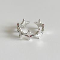 925 sterling silver Cuff finger ring, Star, justerbar & för kvinna, Storlek:6, Säljs av PC