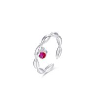 Argent sterling 925 Cuff Bague, coeur, réglable & pour femme, argent, 5x5mm, Taille:6, Vendu par PC