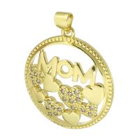 Brass Pendant gold color plated micro pave cubic zirconia & hollow Approx 3mm Sold By PC