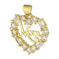 Brass Pendant gold color plated micro pave cubic zirconia & hollow Approx 3mm Sold By PC