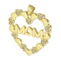 Brass Pendant Heart gold color plated micro pave cubic zirconia & hollow Approx 3mm Sold By PC