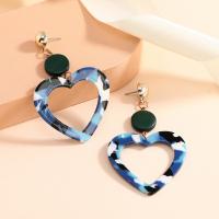 Hars Earring, Zinc Alloy, met Hars, Hart, mode sieraden & voor vrouw, blauw, nikkel, lood en cadmium vrij, 78x46mm, Verkocht door pair