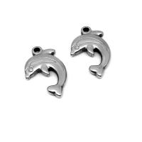 Ruostumaton teräs Animal Riipukset, 304 Stainless Steel, Delfiini, hopea, 14x22mm, 100PC/laukku, Myymät laukku